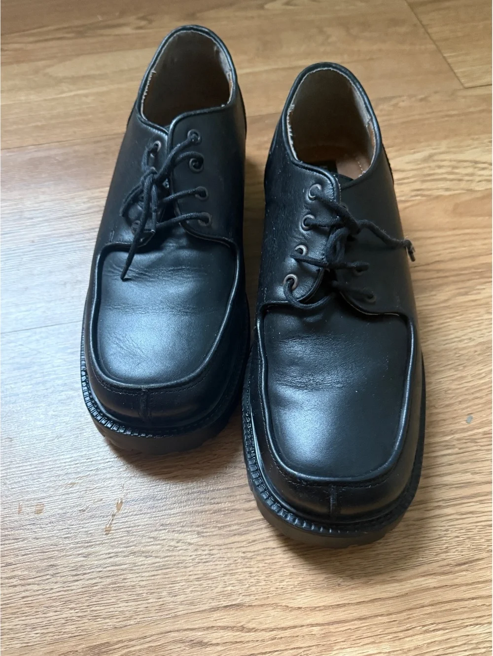 Vintage Hipopotamus derby / Oxford black leather lace-up shoes made in italy